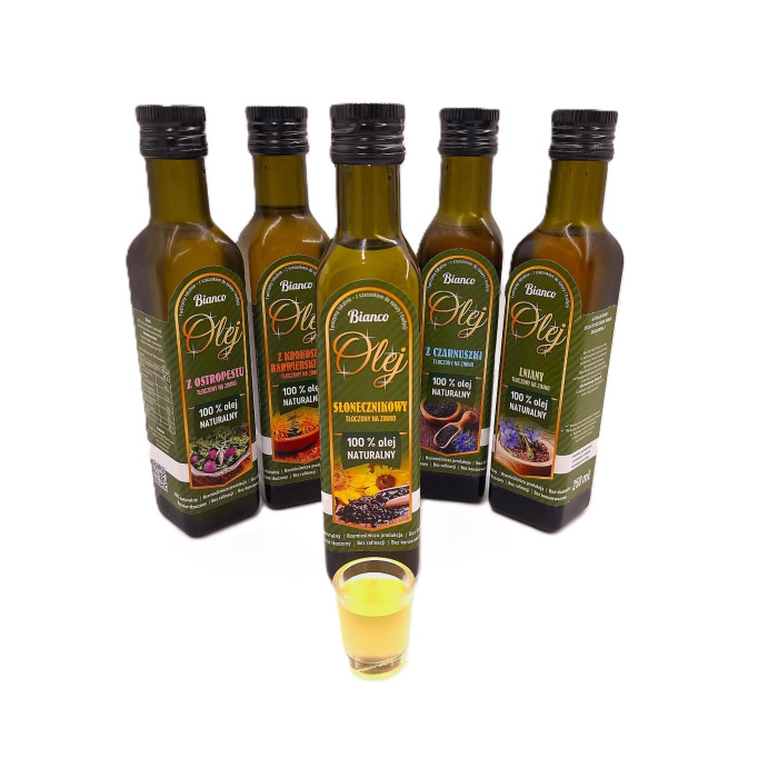 Olej słonecznikowy tłoczony na zimno Bianco – rzemieślniczy i naturalny