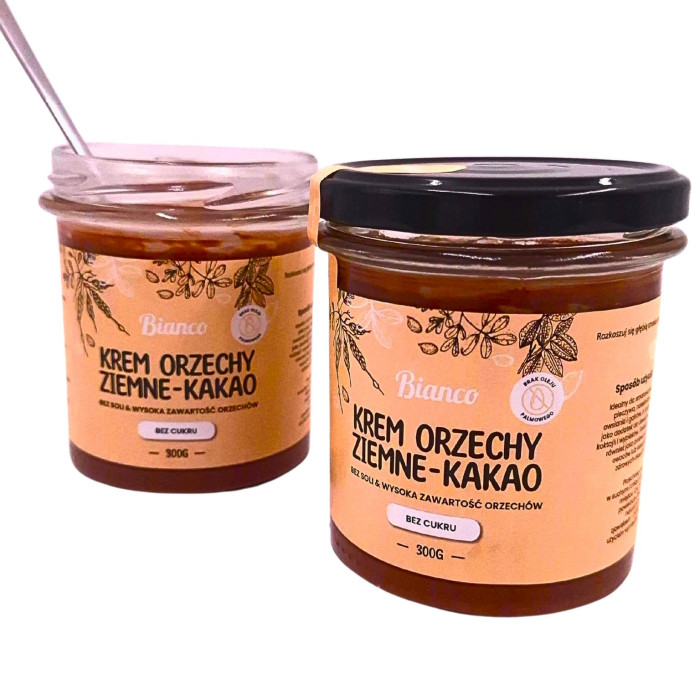 Krem z orzechów ziemnych i kakao bez cukru – rzemieślniczy, naturalny, premium